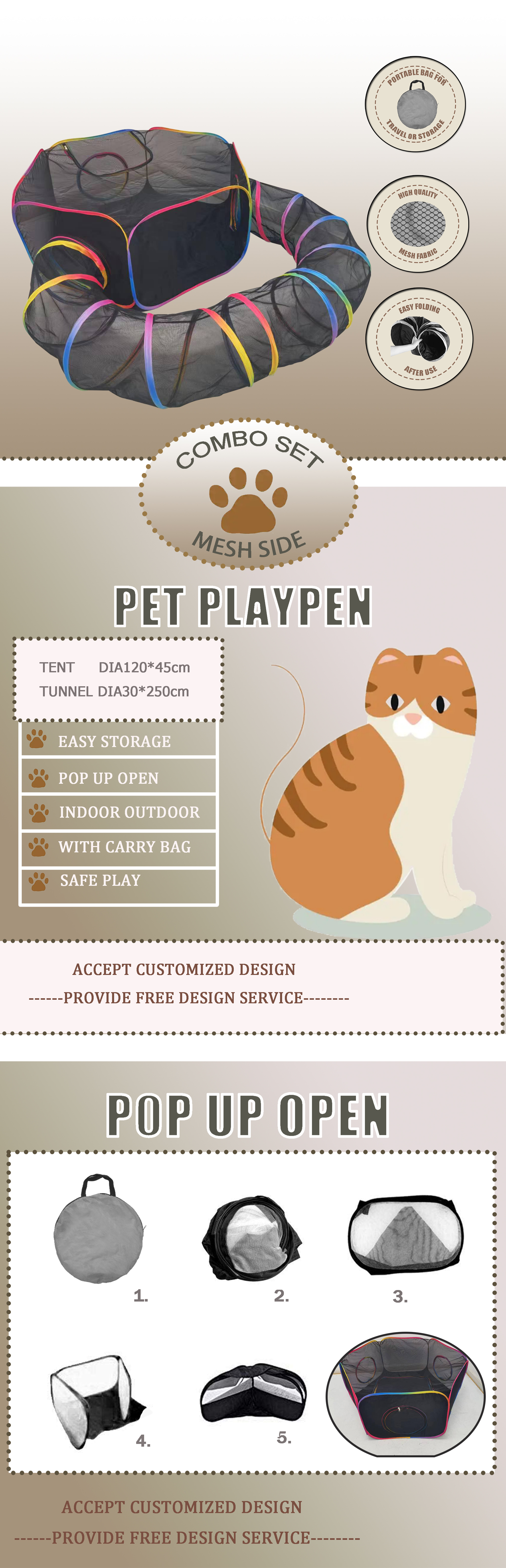 Rainbow edge pet playpen
