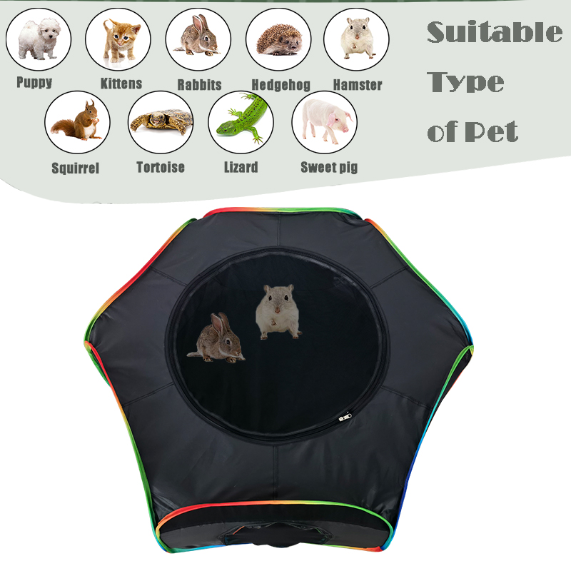 Outdoor Rainbow Hexagon Tent with Circle Tunnel Ourdoor Playpen Playground for Kittens Small Animals Rabbit Guinea Pig