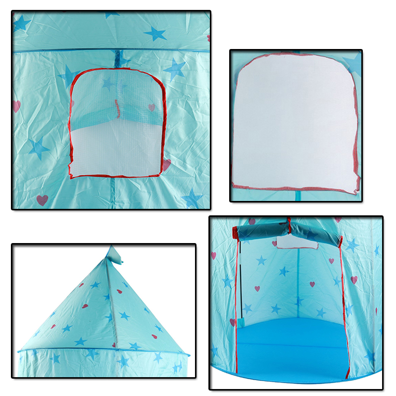 Blue Kids Castle Play Tent Fiberglass Poles With Carry Bag