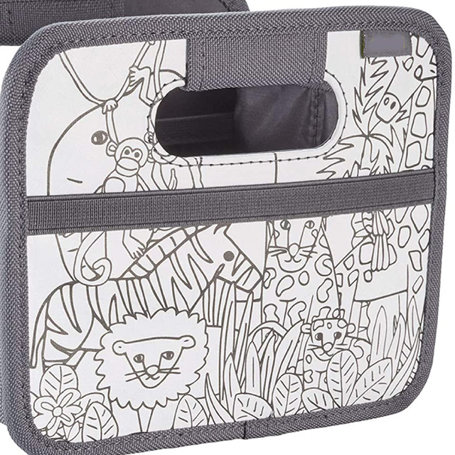 Jungle Theme Mini Foldable Storage Box, Kids DIY Drawn ,Handprint Colored For Girls Boys