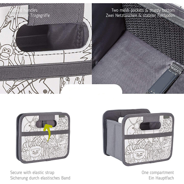 Jungle Theme Mini Foldable Storage Box, Kids DIY Drawn ,Handprint Colored For Girls Boys