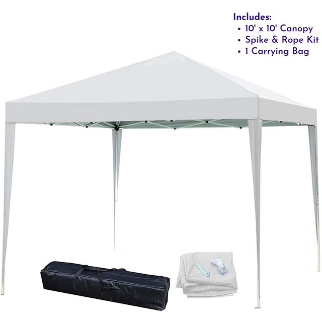 White Outdoor Tent Gazebo Pop Up Portable Sun Shelter Tent with Carry Bag,10' x 10' Canopy Tent with Dressed Legs