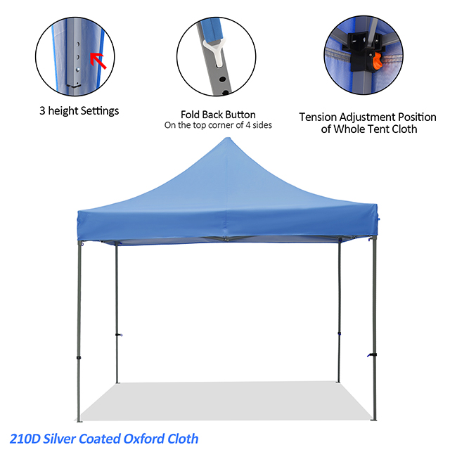 10x10 ft Outdoor Patio Canopy Tent, Pop up Gazebo Tent Portable Shade Instant Folding Canopy with Wheeled Carrying Bag and Height Adjustable