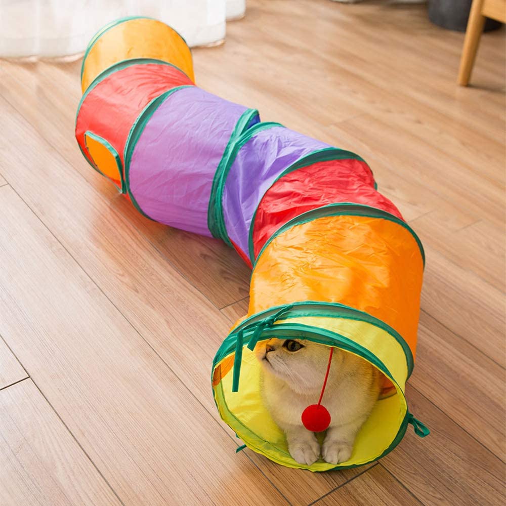 Extensible Collapsible Portable S Shape Pet Cat Play Tunnel With Hole