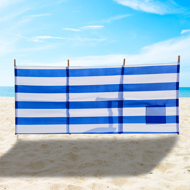 Blue Striped Beach Windbreak Wholesale Privacy Wind Screen Beach Windshield