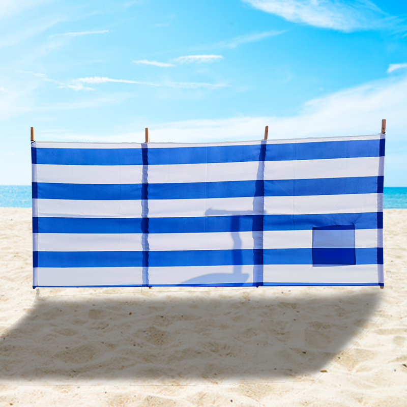 Blue Striped Beach Windbreak Wholesale Privacy Wind Screen Beach Windshield
