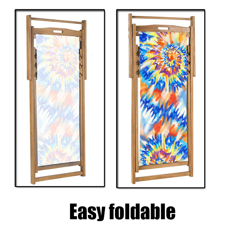 Wholesale Customized Design Printing Folding Deck Chair Wooden Frame 