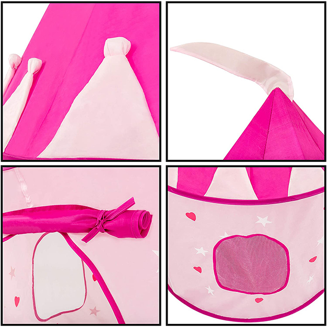 CPT7136-2 Pink Princess with star Pop Up Portable Glow in The Dark high quality factory price top selling castle play tent