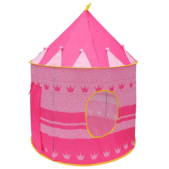 CPT7138 pink color with crown pattern easy folding pop up princess kids castle tent