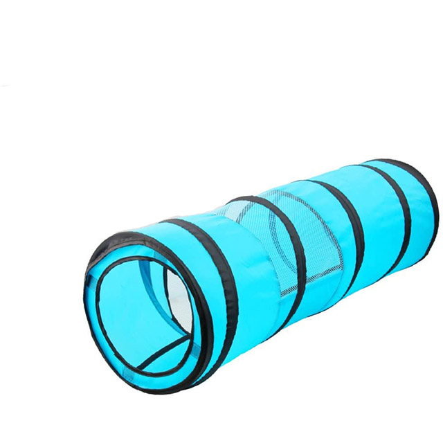 Blue Color 2 in 1 Cat Toys Cat Tunnel and Cat Cube Pop Up Collapsible Indoor Outdoor Toys