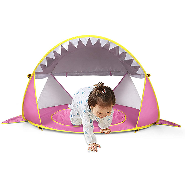 Pink Shark Baby Beach Tent Pop up Beach Toys Outdoor Camping Sunshade Foldable Tents For Kids