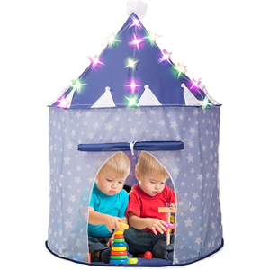 Blue Pop Up Portable Glow in The Dark Stars Kids Play Tent with Star Lights & Carrying Case 