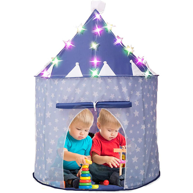 Blue Pop Up Portable Glow in The Dark Stars Kids Play Tent with Star Lights & Carrying Case 