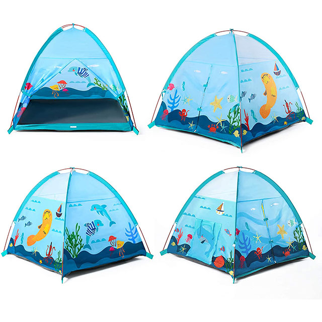 Ocean Theme Play Dome Tent for Kids,Blue Color Playhouse for Kids Indoor Outdoor