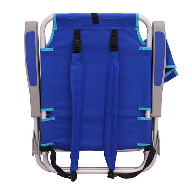 Outdoor Blue fashionable cooler backpack Reclining Aluminum Folding Picnic Portable Camping Low Beach Chair with Cooler Bag