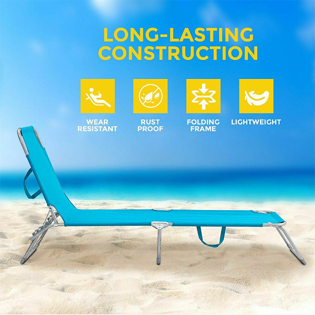 Garden Reclining Beach Lounger Sun Lounger Folding Chair Bed Rocker Recliner Beach Camping