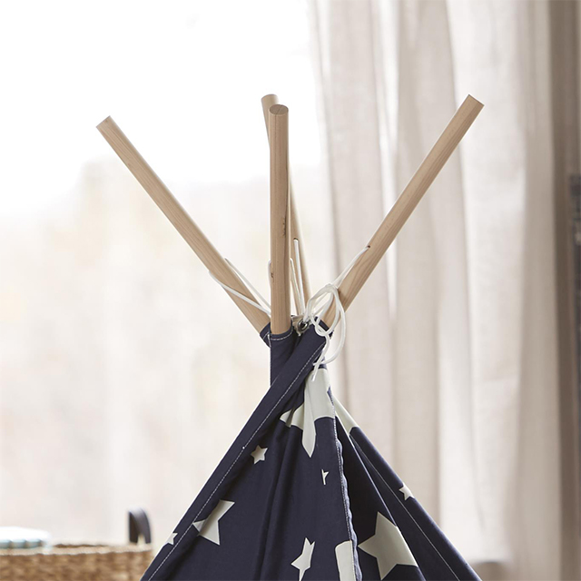 XP-TP062 Dark blue with white star Indian Canvas Teepee Children Playhouse Kids Play Tent for Indoor or Outdoor play with portable carry case