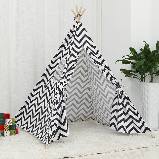 XP-TP060 Black chevron kids indian teepee tent , easy folding protable play house for Indoor Outdoor,with carriy case