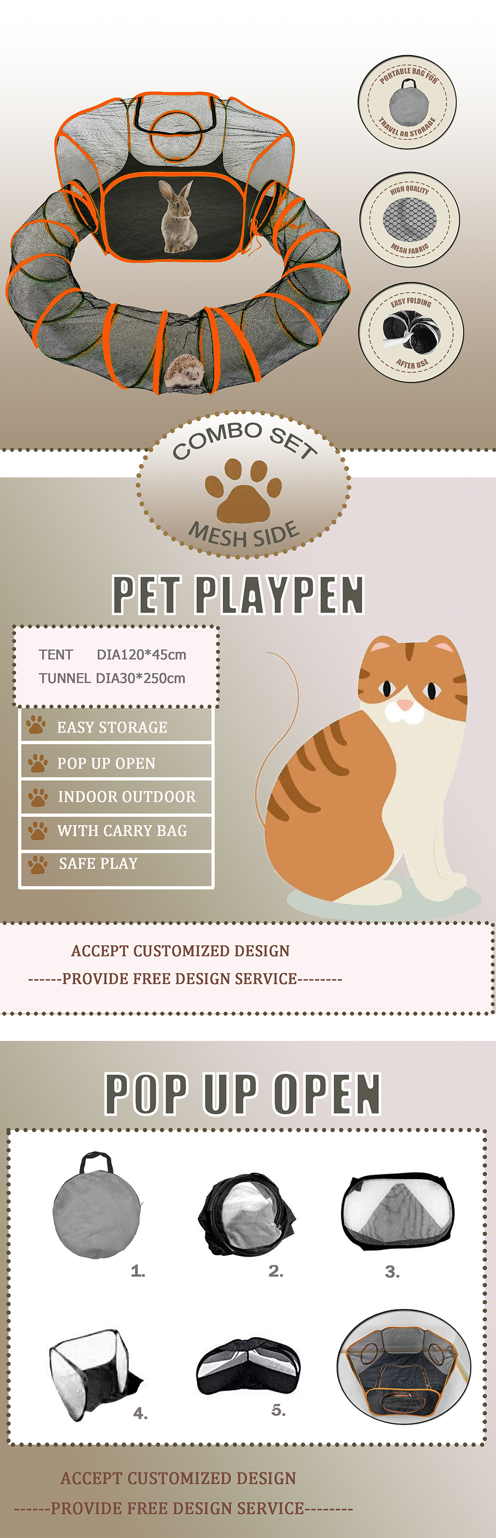 pet playpen with round tunnel