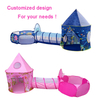 3 in 1 Pink Kids Foldable Indoor Pop Up Play Tent 3pc Combo Set Castle Play House Child Toy Tents