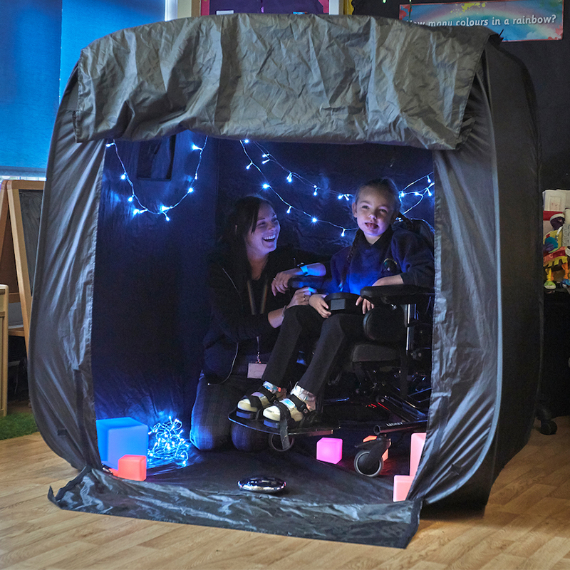 Child's Dark Den Square Pop Up Sensory Space For Autism Girls Boys