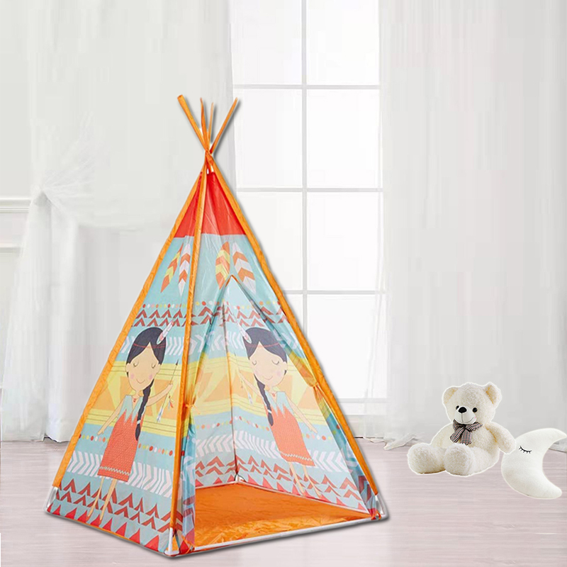 Cute girl kids teepee