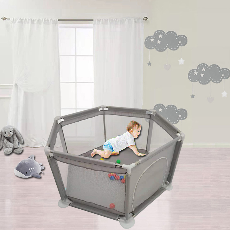Grey hexagon playpen