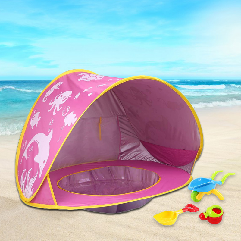 Pink ocean beach tent