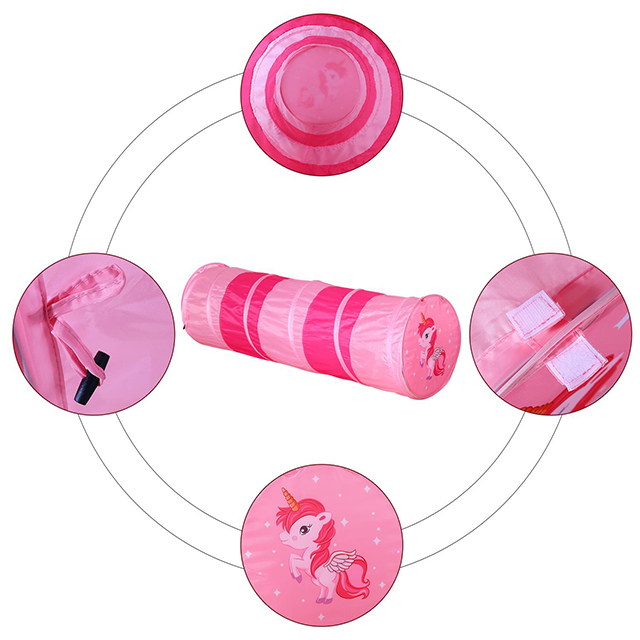 Factory Wholesale Unicorn Play Tunnel Pop Up Indoor or Outdoor Garden Play Tent for Kids Childrens