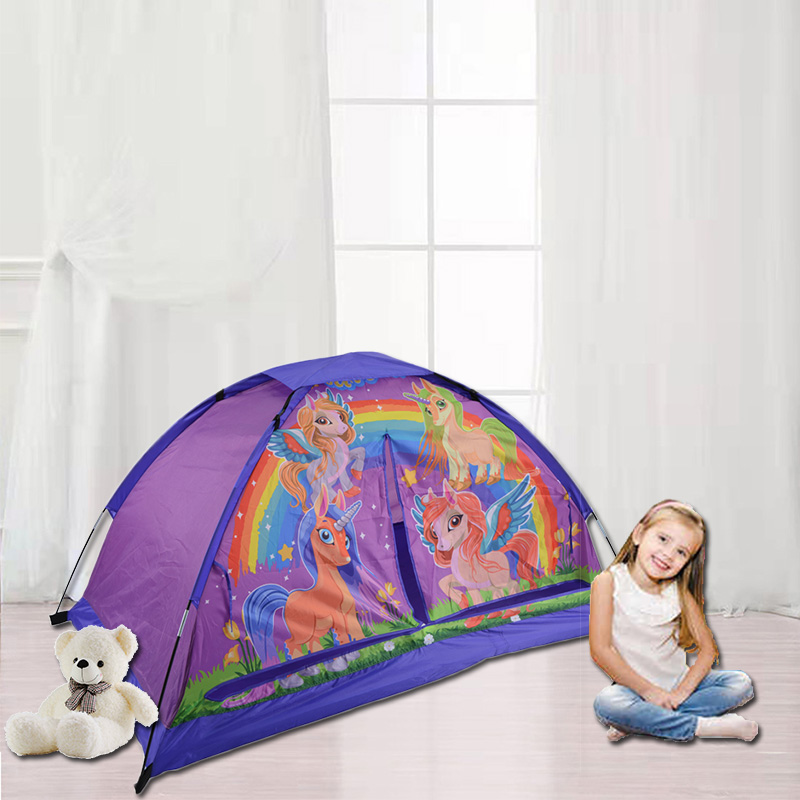 New Design Purple Unicorn Kids Bed Tent Dream Tent Playhouse For Girls Boys 