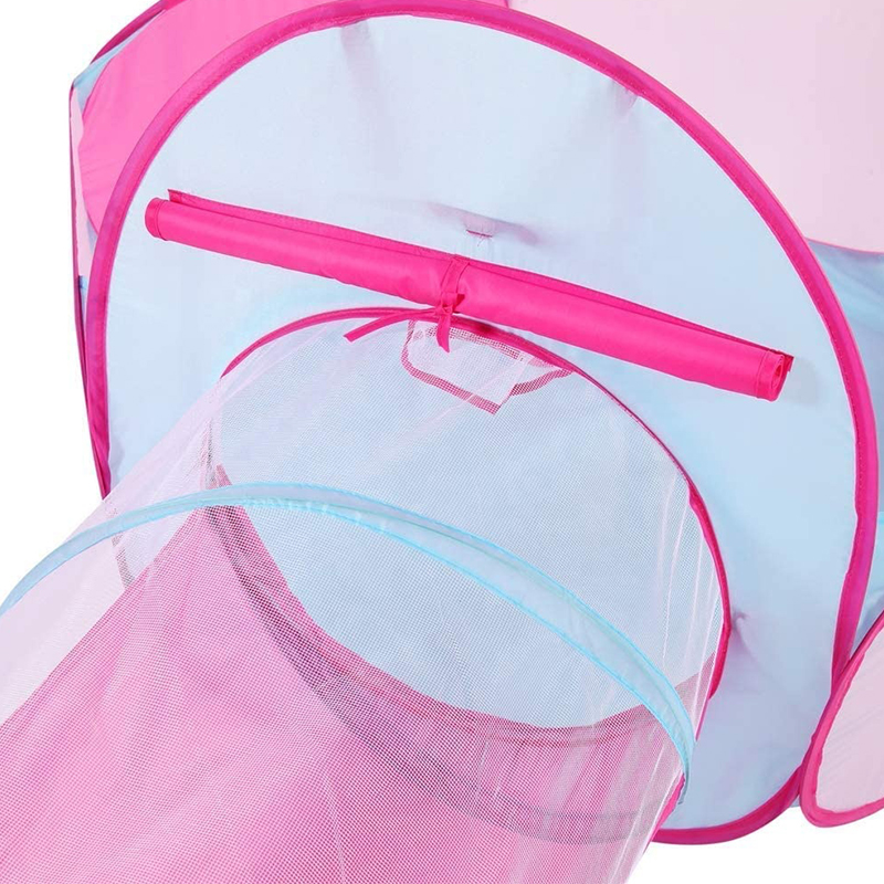 3 in 1 Pink Kids Foldable Indoor Pop Up Play Tent 3pc Combo Set Castle Play House Child Toy Tents