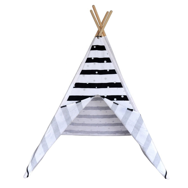 Linen Canvas Kids Teepee Tent Children Wigwam Indoor Outdoor Play House for Girls Boys Toddlers 