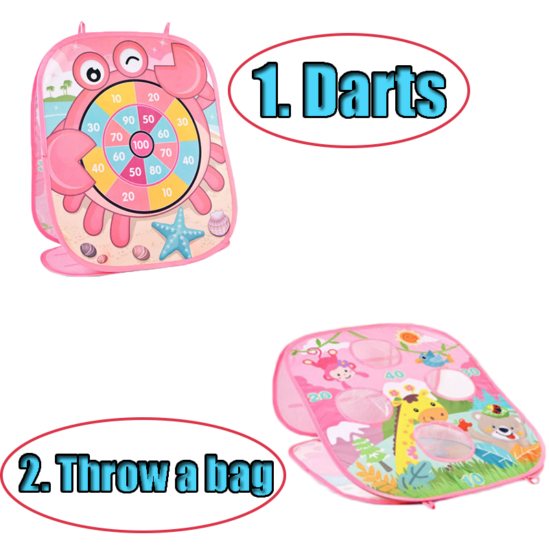 Pink Crab Bean Bag Toss Game Toy Set With Dart Board Toss Bags Easy to Carry 